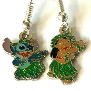 Vintage Disney Lilo & Stitch Earrings Disneyana Aulani Ohana Hawaii Charm